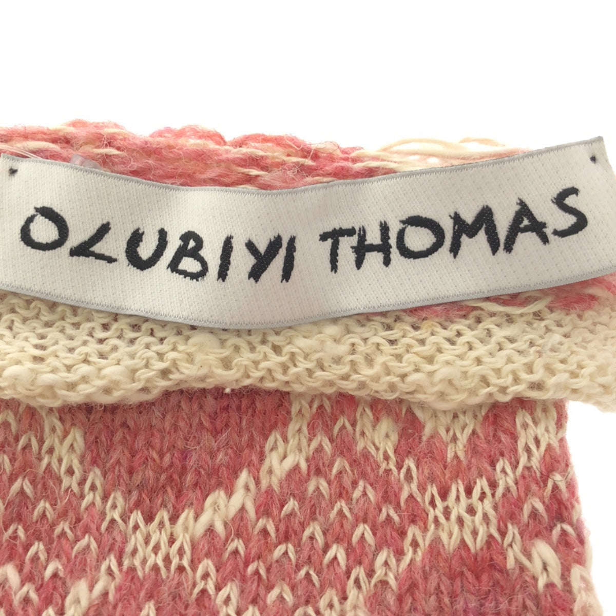 【新品】  OLUBIYI THOMAS / オルヴィトーマス | 2022AW | wool wrist warmers gloves ウール ジャガード フィンガーレスグローブ アームウォーマー | F | ピンク