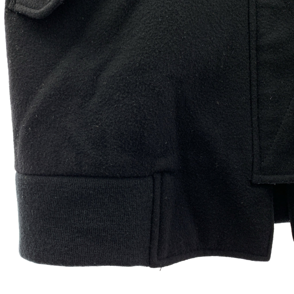 KARL LAGERFELD / カールラガーフェルド | ウール レザー 切替 フーデット コート | 38 | ブラック | レディース