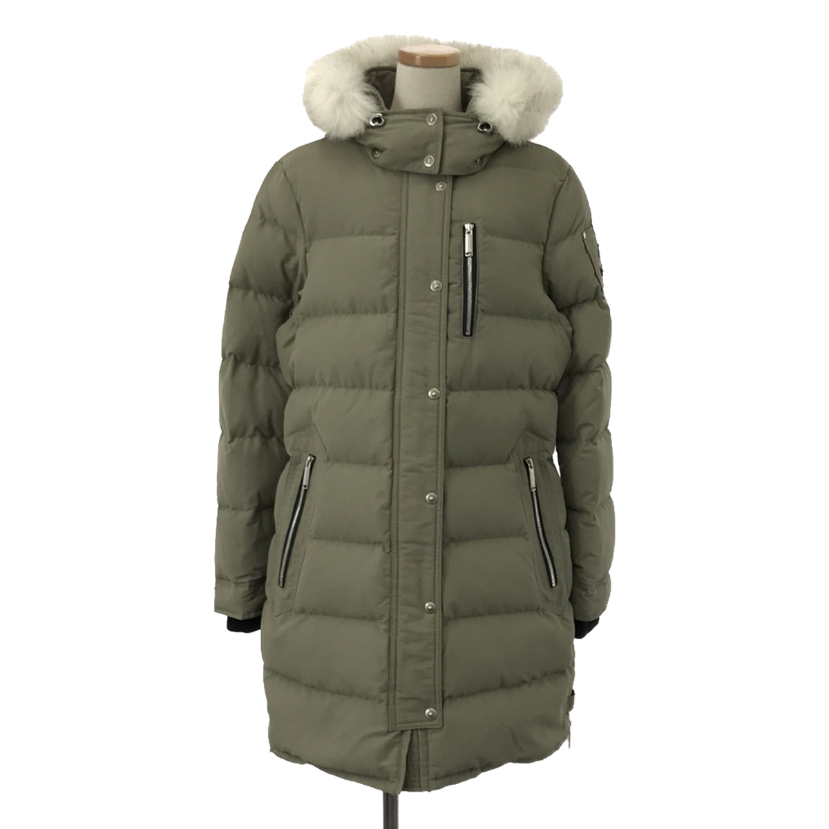 MOOSE KNUCKLES | Down coat with fox fur hood | L | Khaki | Women's