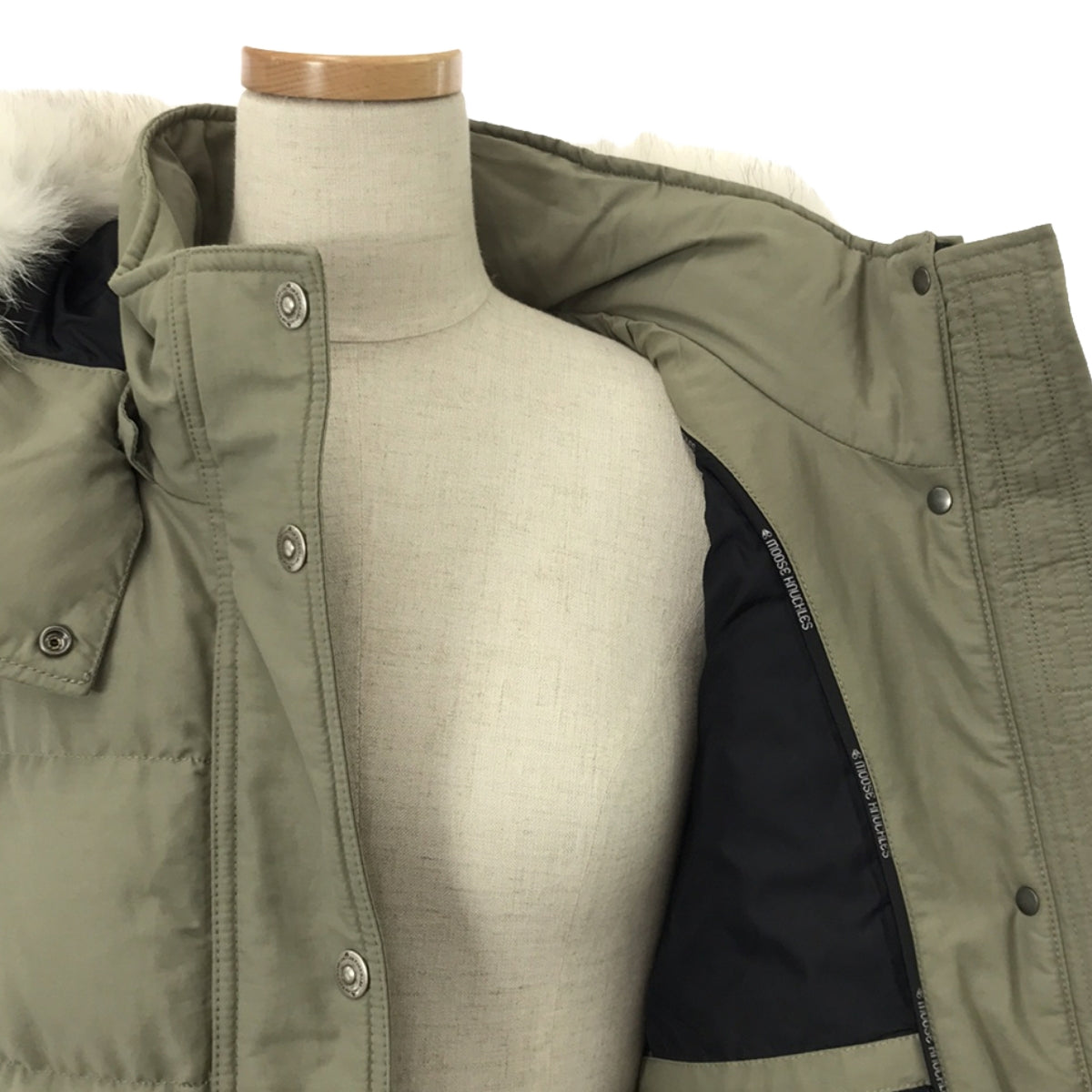 MOOSE KNUCKLES | Down coat with fox fur hood | L | Khaki | Women's