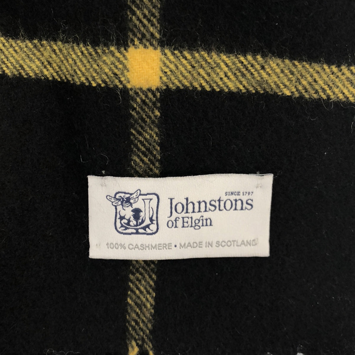 JOHNSTONS OF ELGIN / ジョンストンズオブエルガン | スコットランド製 カシミヤ100% タータンチェック 大判 フリンジストール |
