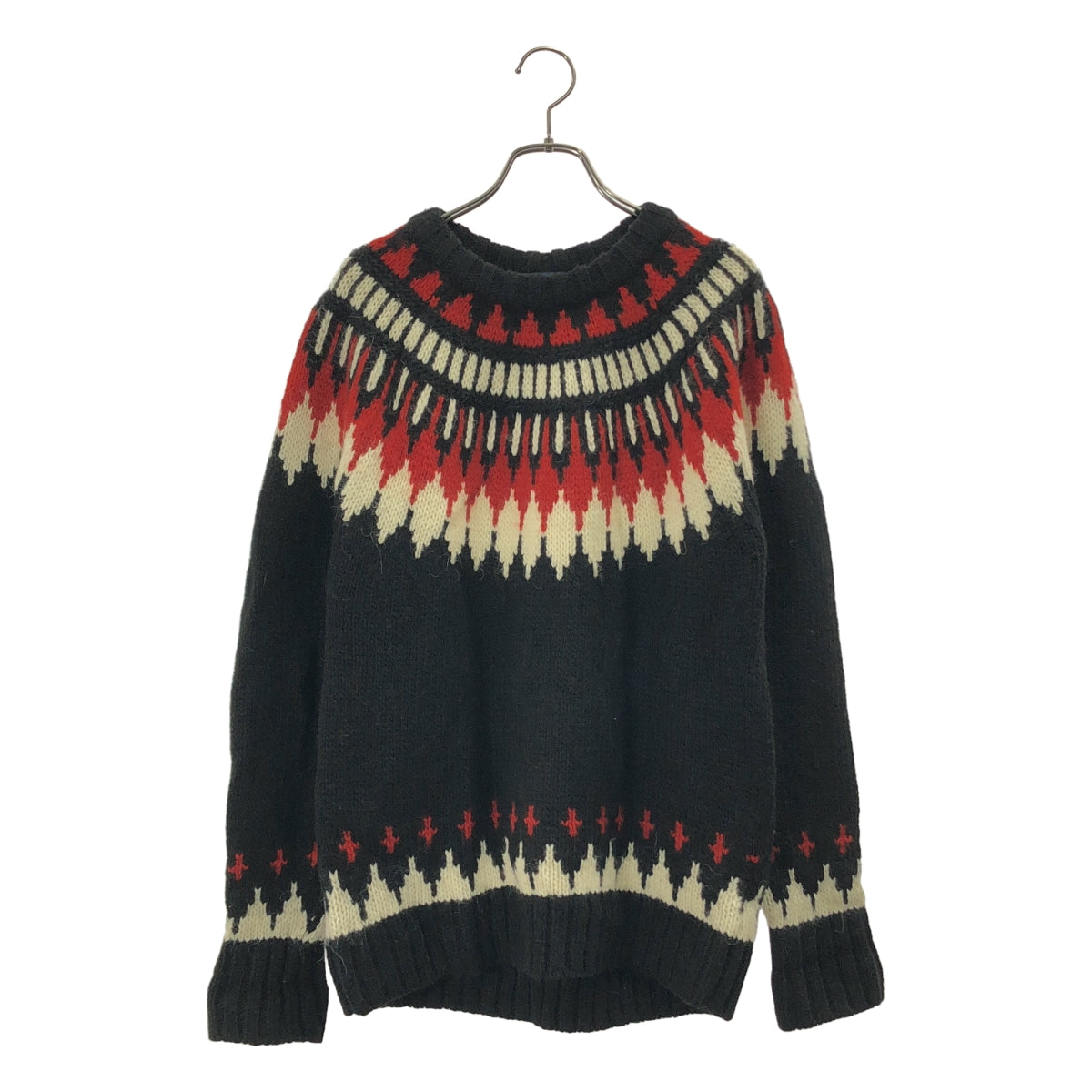 【ポロラルフローレン】アルパカウール混 ノルディック柄ニットセーター 黒 M ラルフローレン アルパカ混 ノルディック柄ヨークセーター 身幅54