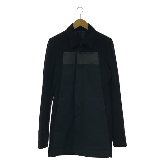 Rick Owens / リックオウエンス | ウール カーフレザー パネル切替 ステンカラーコート | 48 | メンズ