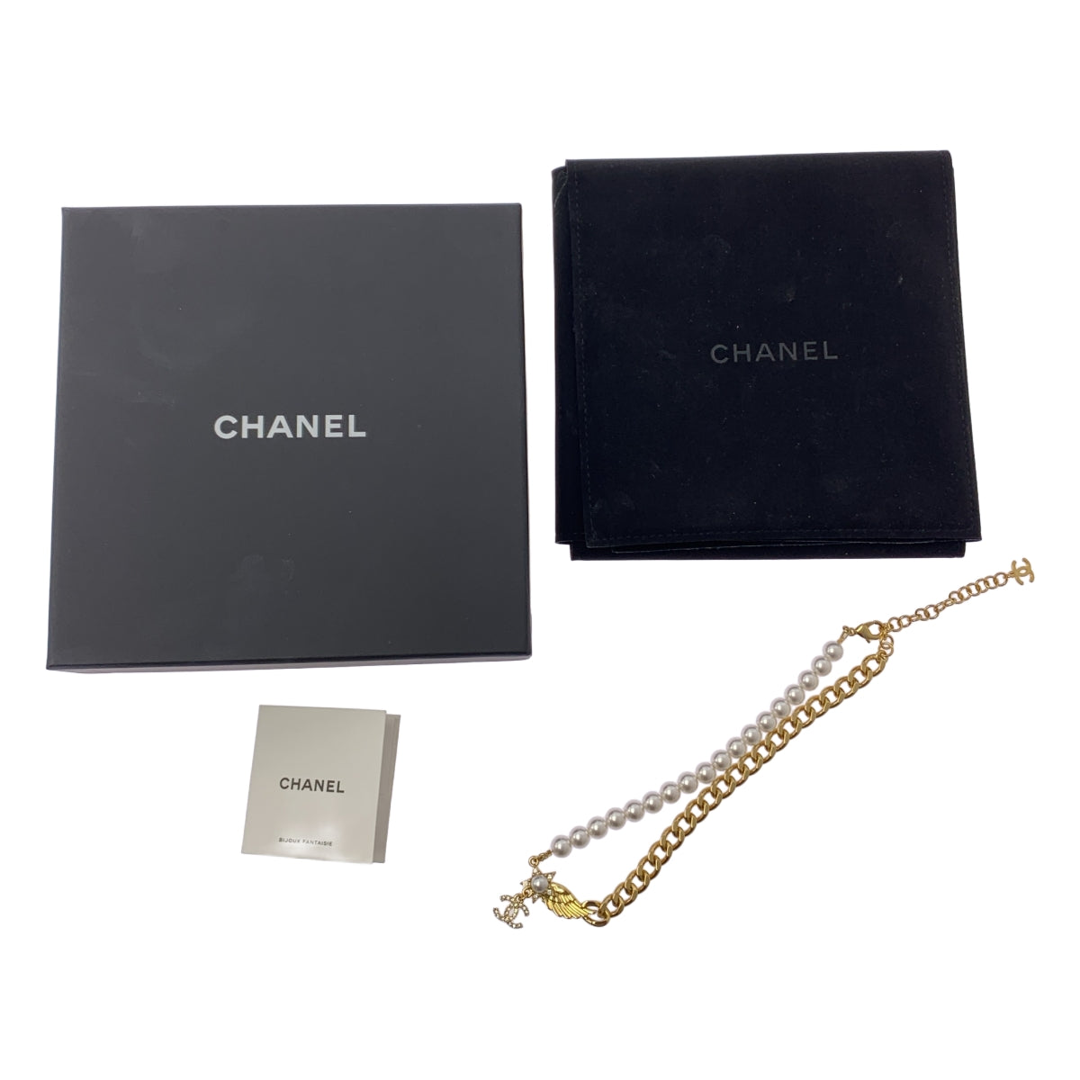 CHANEL / 샤넬 | 코코 마크 메탈 스트라스 의상 진주 목걸이 |