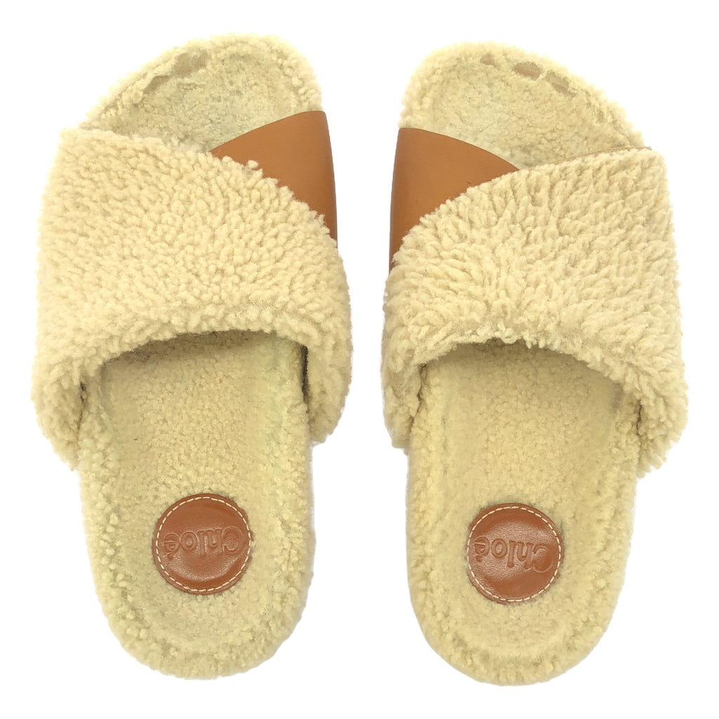 Chloe / クロエ | WAVY SLIDES ムートン レザー サンダル | 37 | ブラウン/ベージュ | レディース