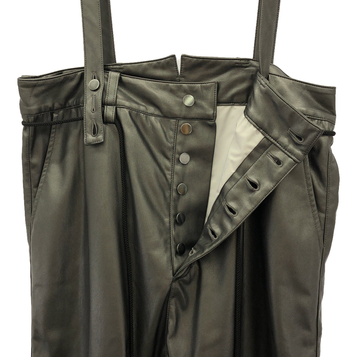 [New] prasthana / Prasthana | royal leather passive hang pants / pants | M | Charcoal gray | Men's