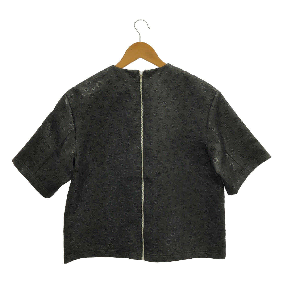 [Beautiful Condition] Kaon | Beaded Jacquard Back Zip Blouse | M | Black/Gold | Women's