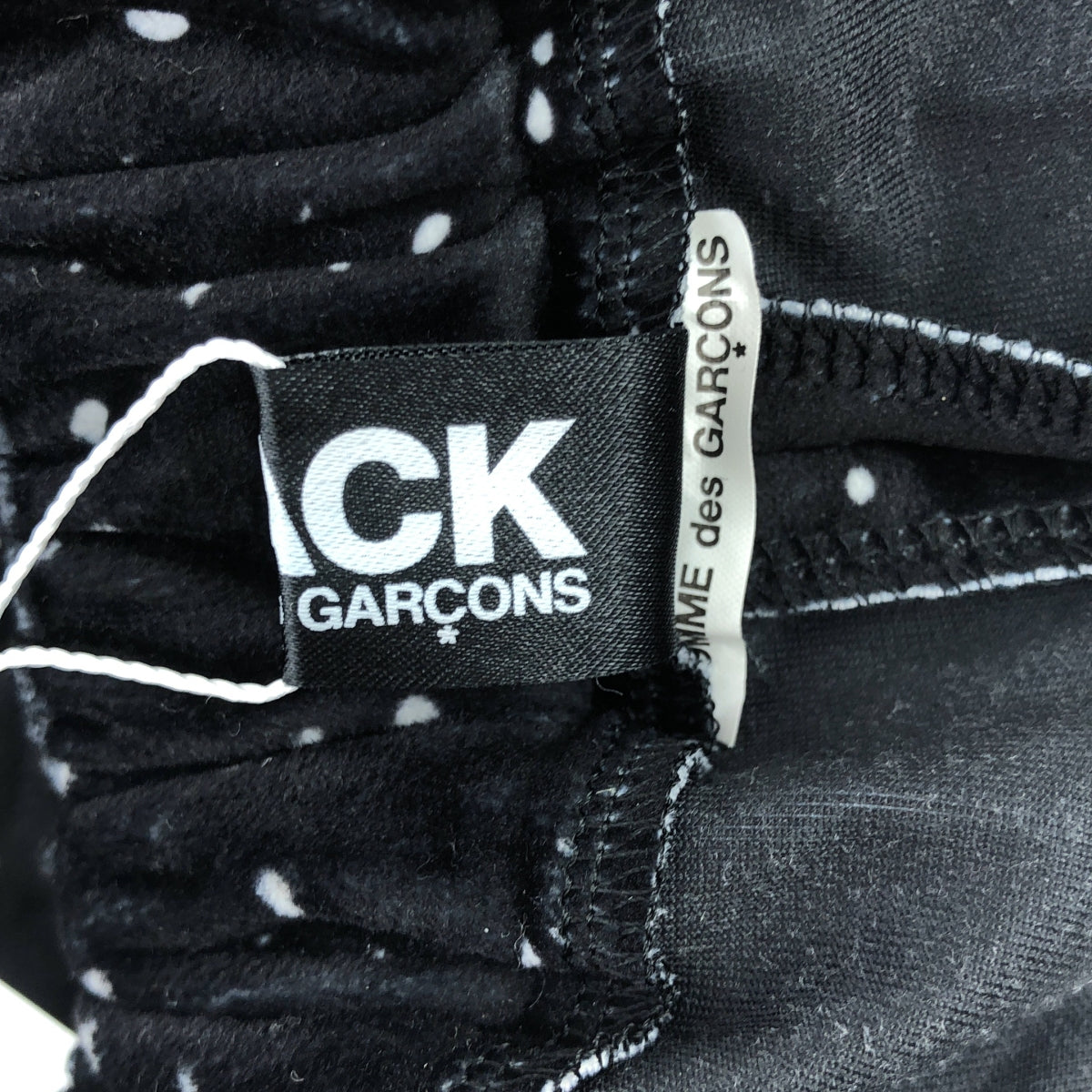 BLACK COMME des GARCONS / ブラックコムデギャルソン | 2019AW | ポリエステル 総柄 変形 立体 ドローストリング ロングスカート | S | ブラック/ホワイト | レディース