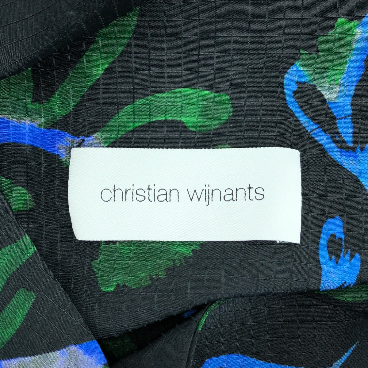 Christian Wijnants / クリスチャンワイナンツ | モックネック 総柄 シルク ワンピース | 34 | ブラック / ブルー / グリーン | レディース