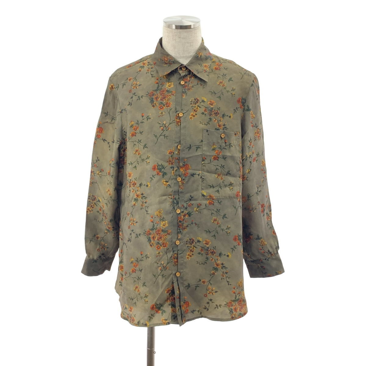 【美品】  UMA WANG / ユマワン | ビスコース レーヨン 総柄 オーバーシルエット シャツ | S | グレー系 | メンズ