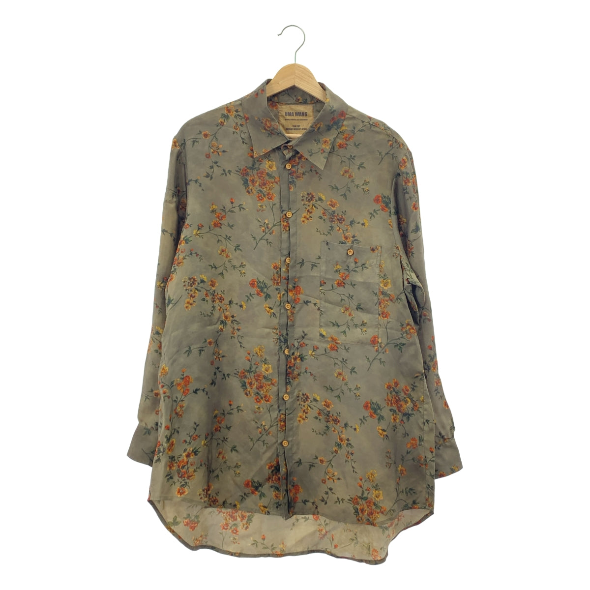 【美品】  UMA WANG / ユマワン | ビスコース レーヨン 総柄 オーバーシルエット シャツ | S | グレー系 | メンズ