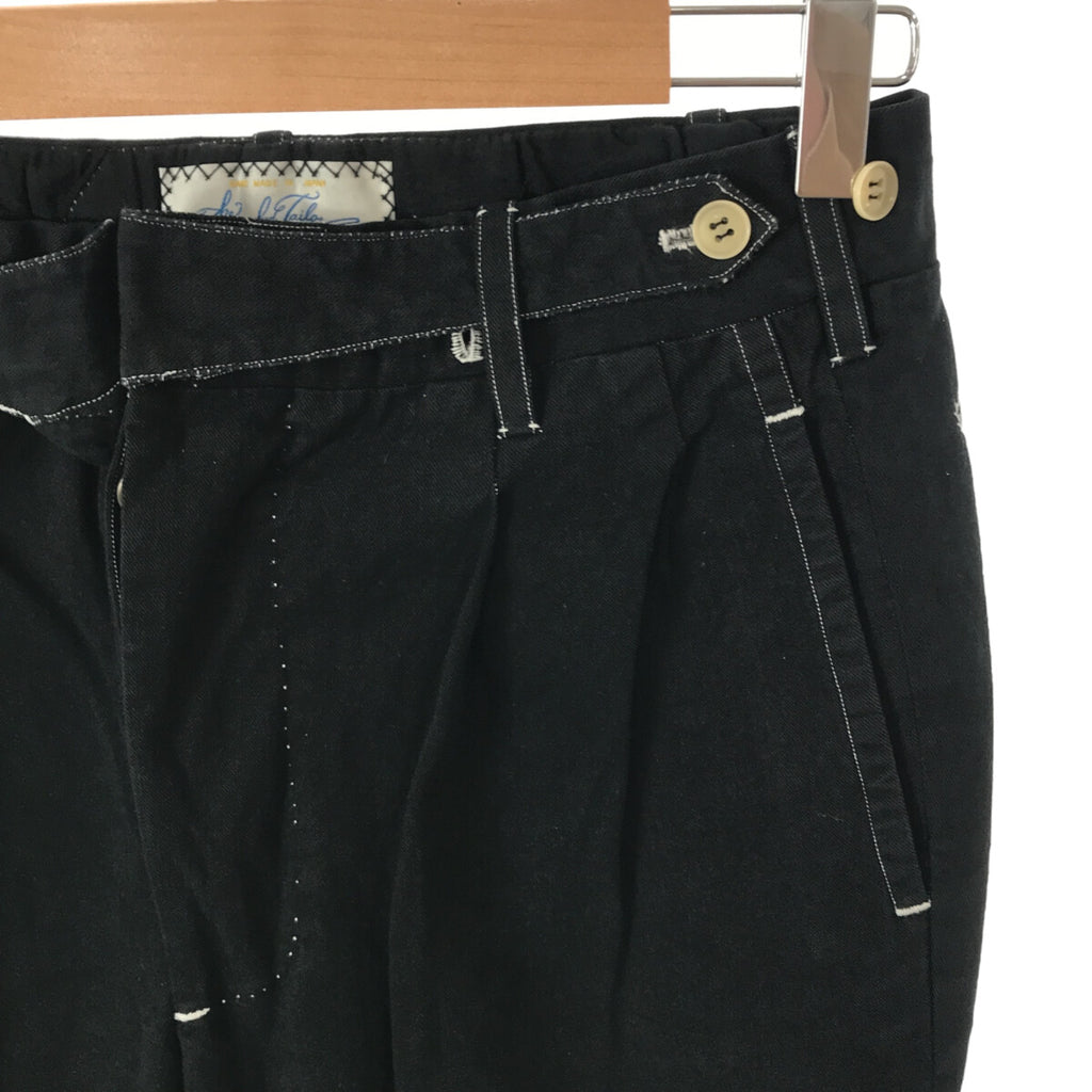 The crooked Tailor / ザクルーキッドテーラー | コットン 2タック スラックスパンツ | ブラック | メンズ