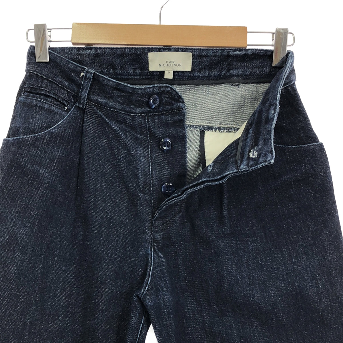 Studio Nicholson | NAKANO 12oz Selvedge Tuck Denim Pants | 0 | Women's