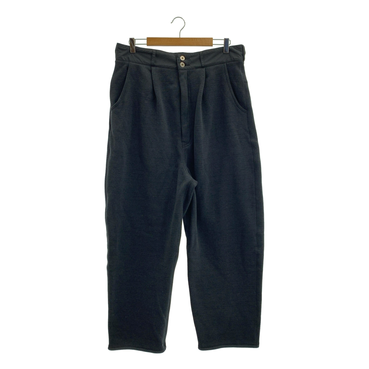 [如新] COMME des GARÇONS HOMME | 2021 秋冬 | POLARTEC 褶邊寬褲 | L 號 |黑色|男士