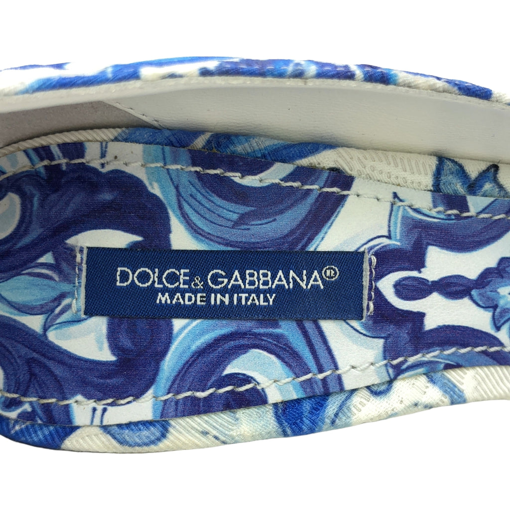 【美品】  DOLCE＆GABBANA / ドルチェ＆ガッバーナドルガバ | マヨルカ ビジュー 装飾 総柄 ヒール パンプス | 36 | ホワイト/ブルー | レディース