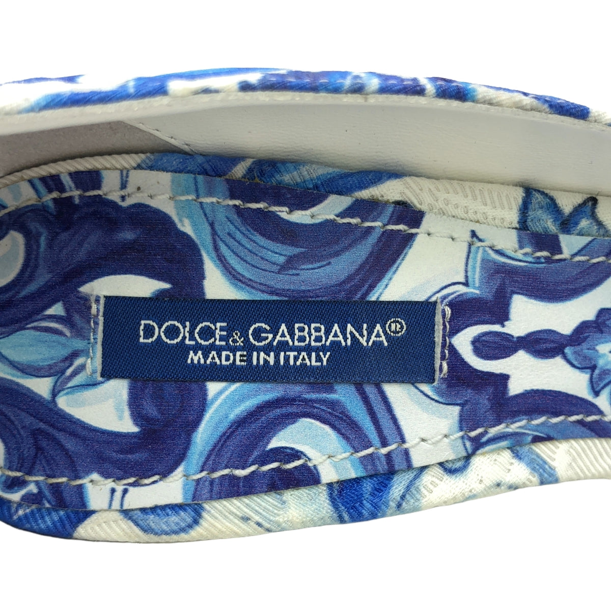 [品相完好] DOLCE &amp; GABBANA / Dolce &amp; Gabbana Dolce &amp; Gabbana |馬略卡串珠裝飾全身圖案高跟鞋 |尺寸 36 |白色/藍色|女性的
