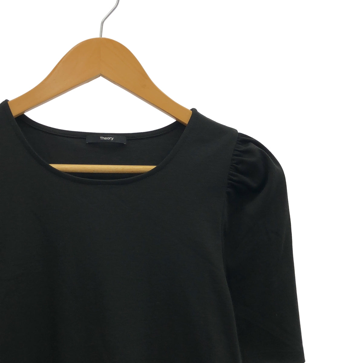 theory / セオリー | Clinton Knit N SS Ruched Tee カットソー | S | ブラック | レディース