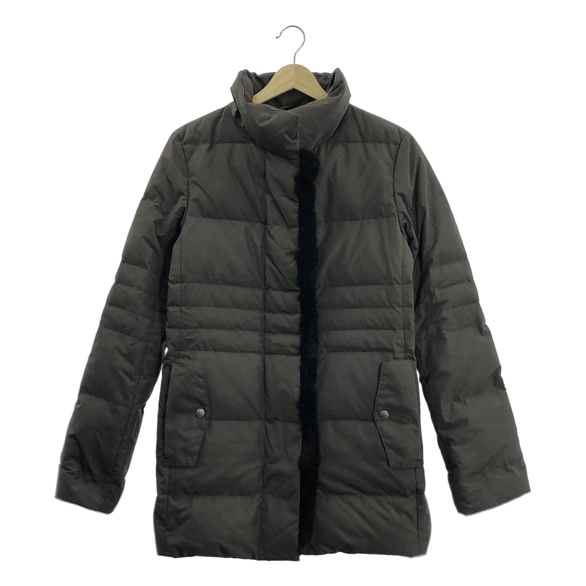 BURBERRY LONDON / バーバリーロンドン | ノバチェック ファー ダウンジャケット | 38 | ダークブラウン | レディース
