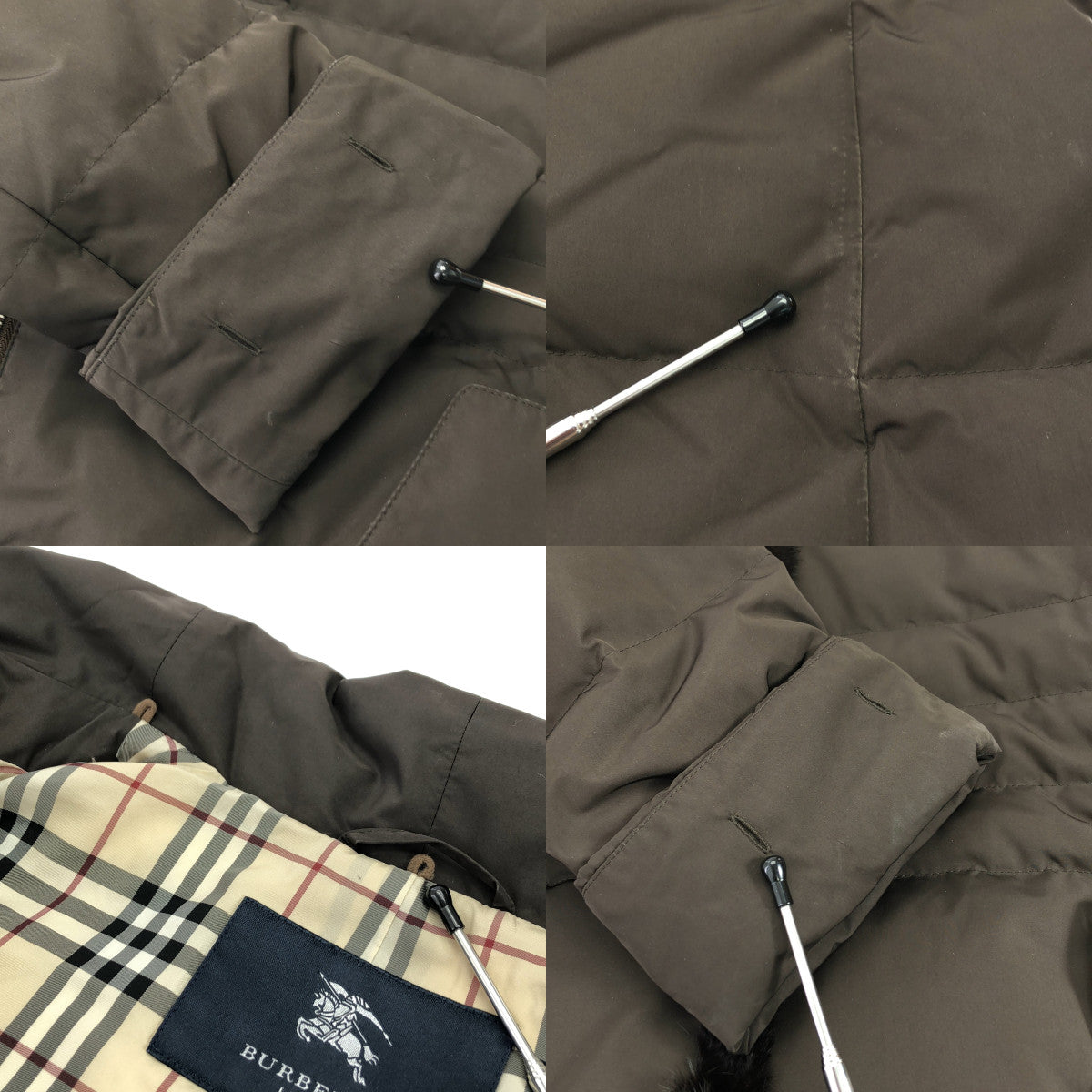 BURBERRY LONDON / バーバリーロンドン | ノバチェック ファー ダウンジャケット | 38 | ダークブラウン | レディース