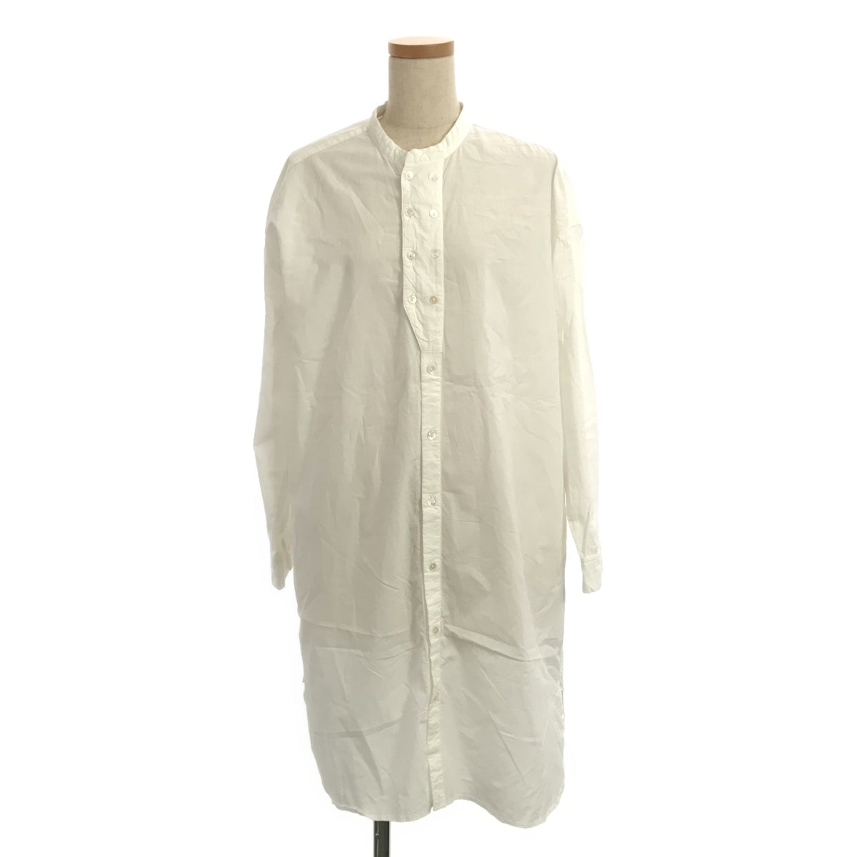 [Good Condition] nest robe | Cotton linen broad double button long shirt | F | White | Women's