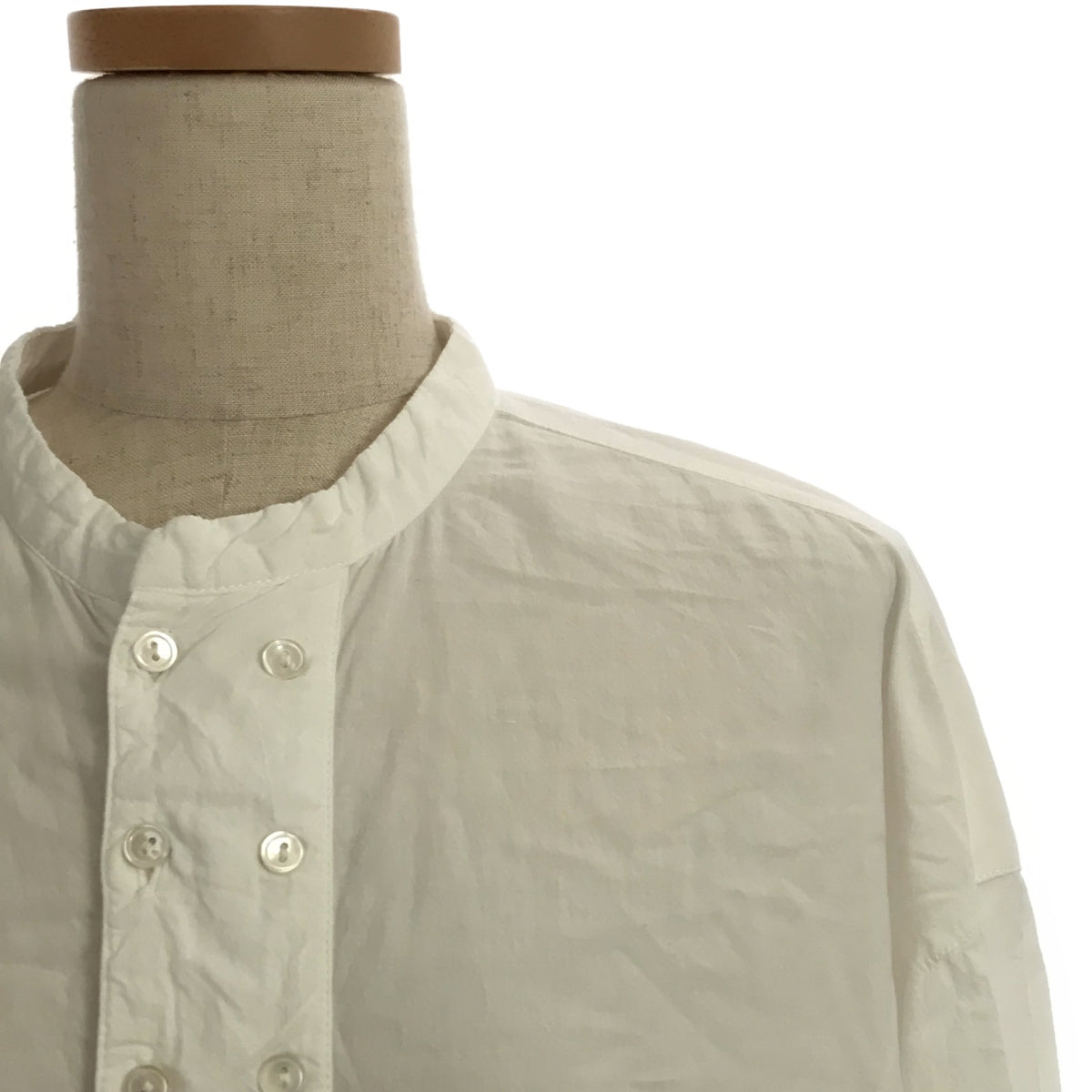 [Good Condition] nest robe | Cotton linen broad double button long shirt | F | White | Women's