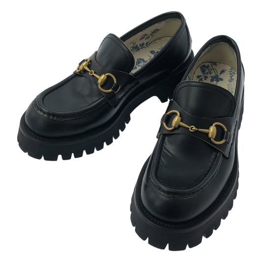 古馳 / 古馳 | Forsebit Bee Loafer Bee / 閃亮光滑皮革馬銜扣凸紋鞋底樂福鞋 | 38 |女性的