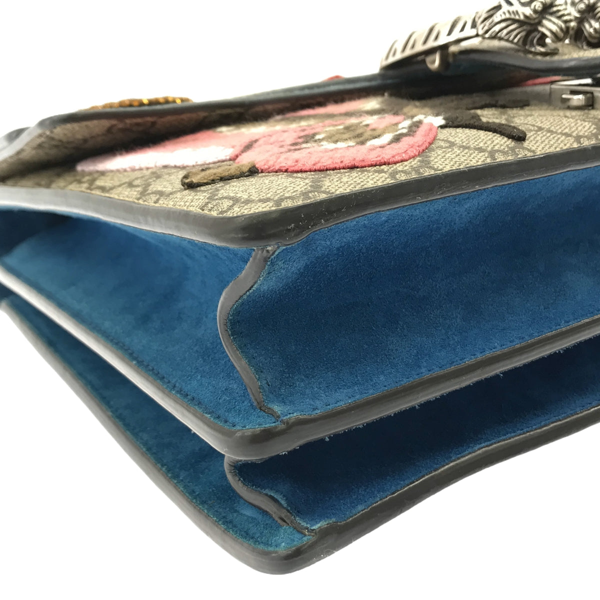 GUCCI / 구찌 | 403348 디오뉴소스 GG스프림 PVC×스웨이드 자수 체인 숄더백 | 베이지 × 멀티 컬러 | 여성