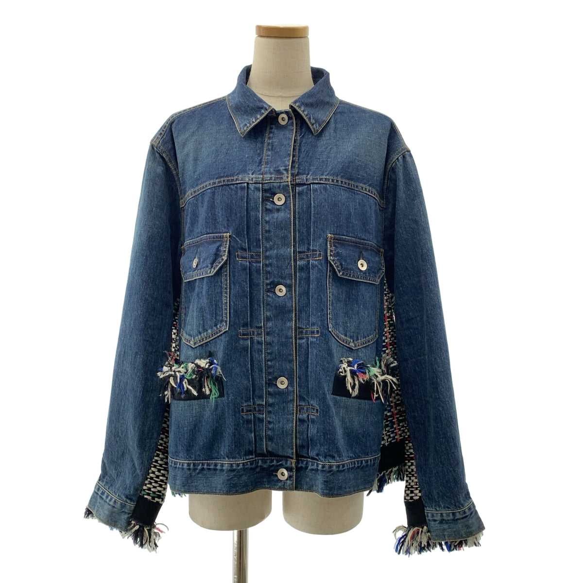sacai / 사카이 | 2021SS | Denim &amp; Tweed Jacket / 다른 소재 전환 재구성 도킹 트위드 데님 재킷 | 2 |