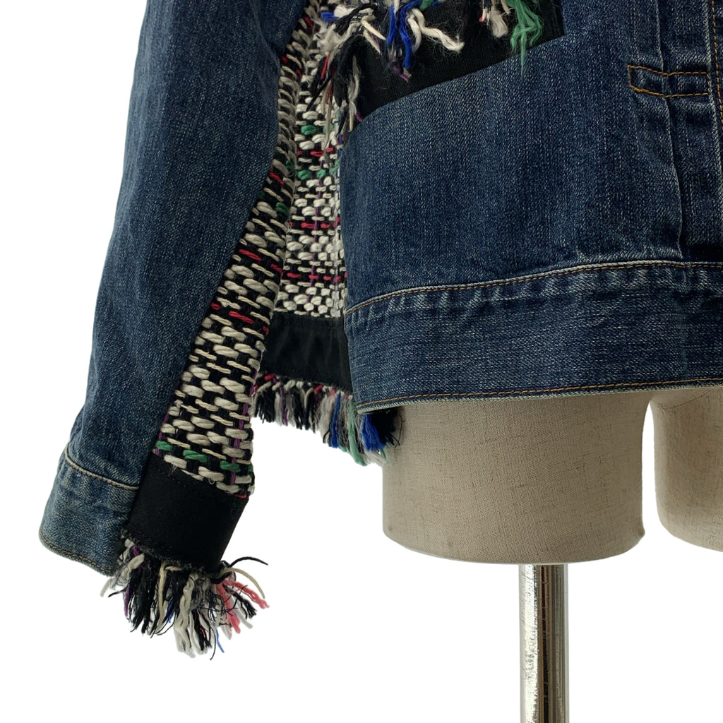 sacai / 사카이 | 2021SS | Denim &amp; Tweed Jacket / 다른 소재 전환 재구성 도킹 트위드 데님 재킷 | 2 |