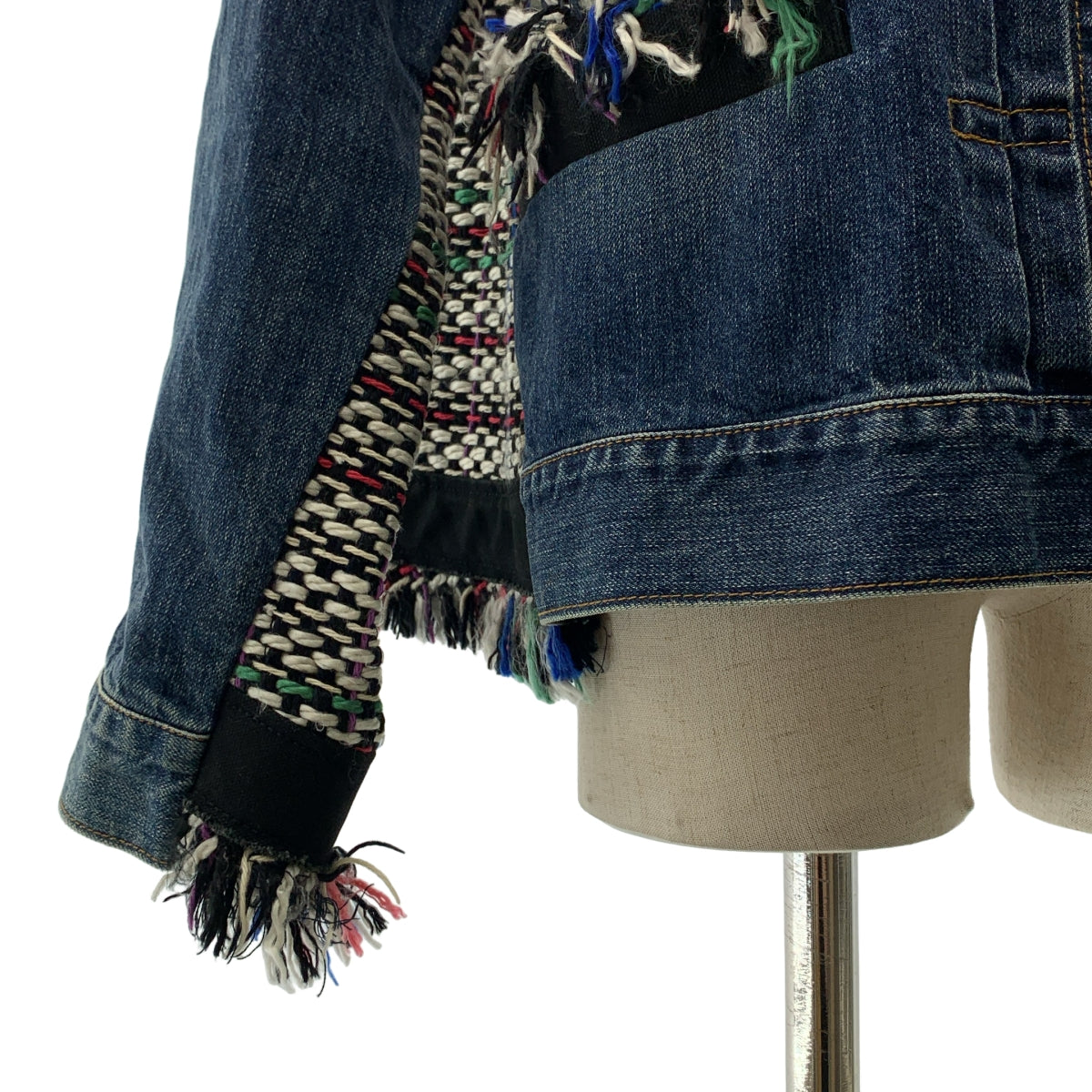 sacai / 사카이 | 2021SS | Denim &amp; Tweed Jacket / 다른 소재 전환 재구성 도킹 트위드 데님 재킷 | 2 |