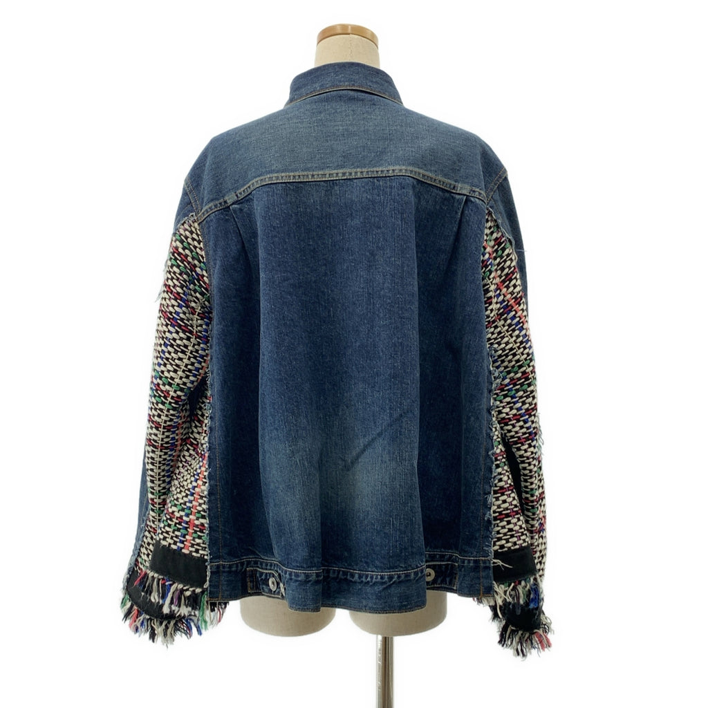 sacai / 사카이 | 2021SS | Denim &amp; Tweed Jacket / 다른 소재 전환 재구성 도킹 트위드 데님 재킷 | 2 |