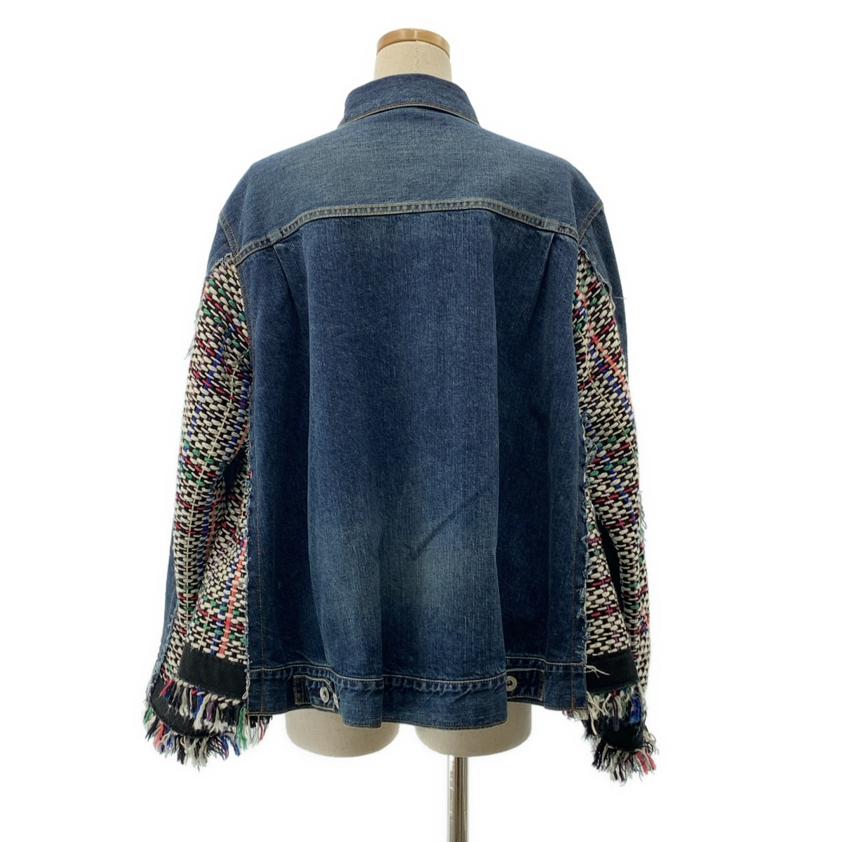 sacai / 사카이 | 2021SS | Denim &amp; Tweed Jacket / 다른 소재 전환 재구성 도킹 트위드 데님 재킷 | 2 |
