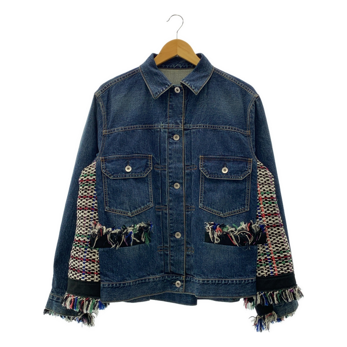 sacai / 사카이 | 2021SS | Denim &amp; Tweed Jacket / 다른 소재 전환 재구성 도킹 트위드 데님 재킷 | 2 |