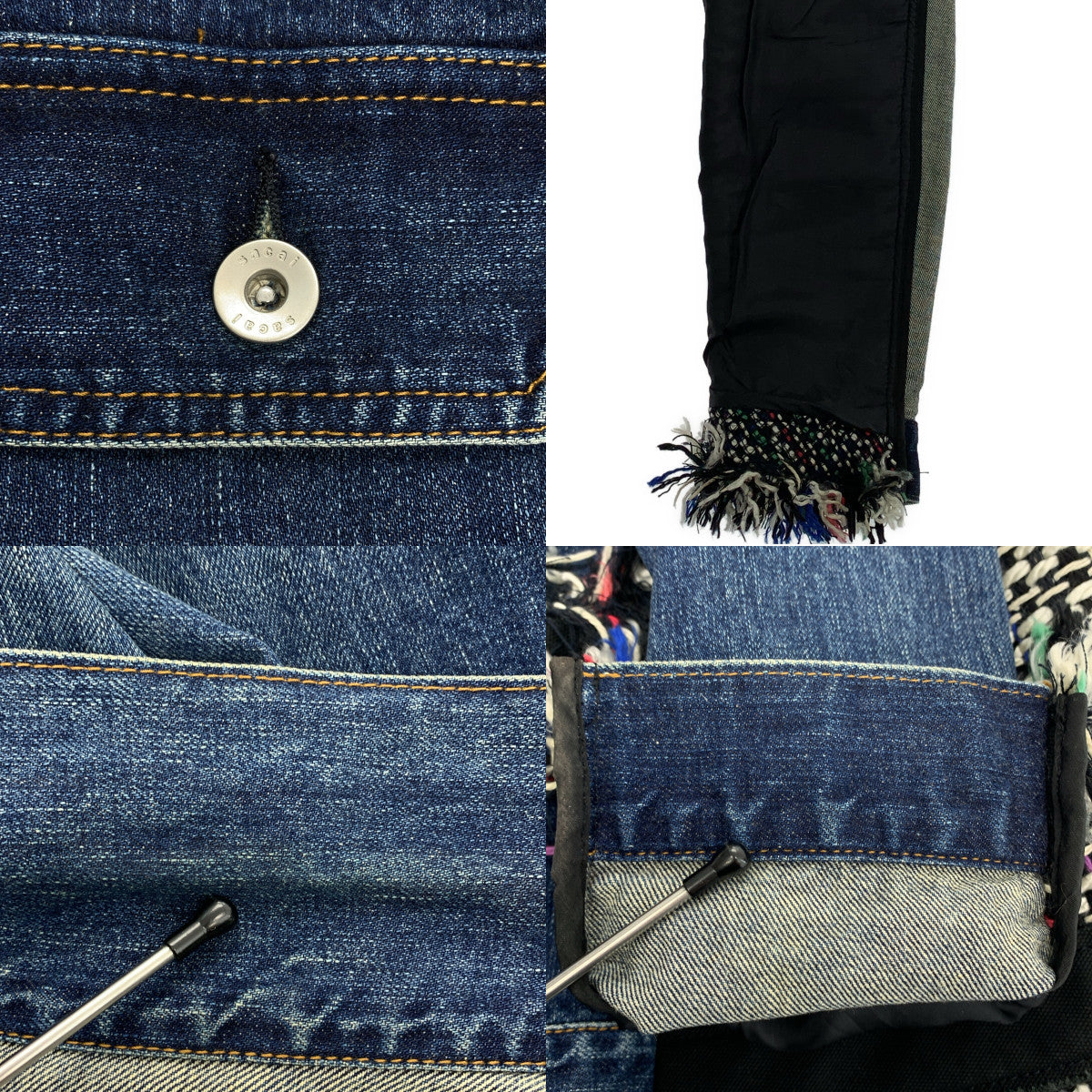sacai / 사카이 | 2021SS | Denim &amp; Tweed Jacket / 다른 소재 전환 재구성 도킹 트위드 데님 재킷 | 2 |