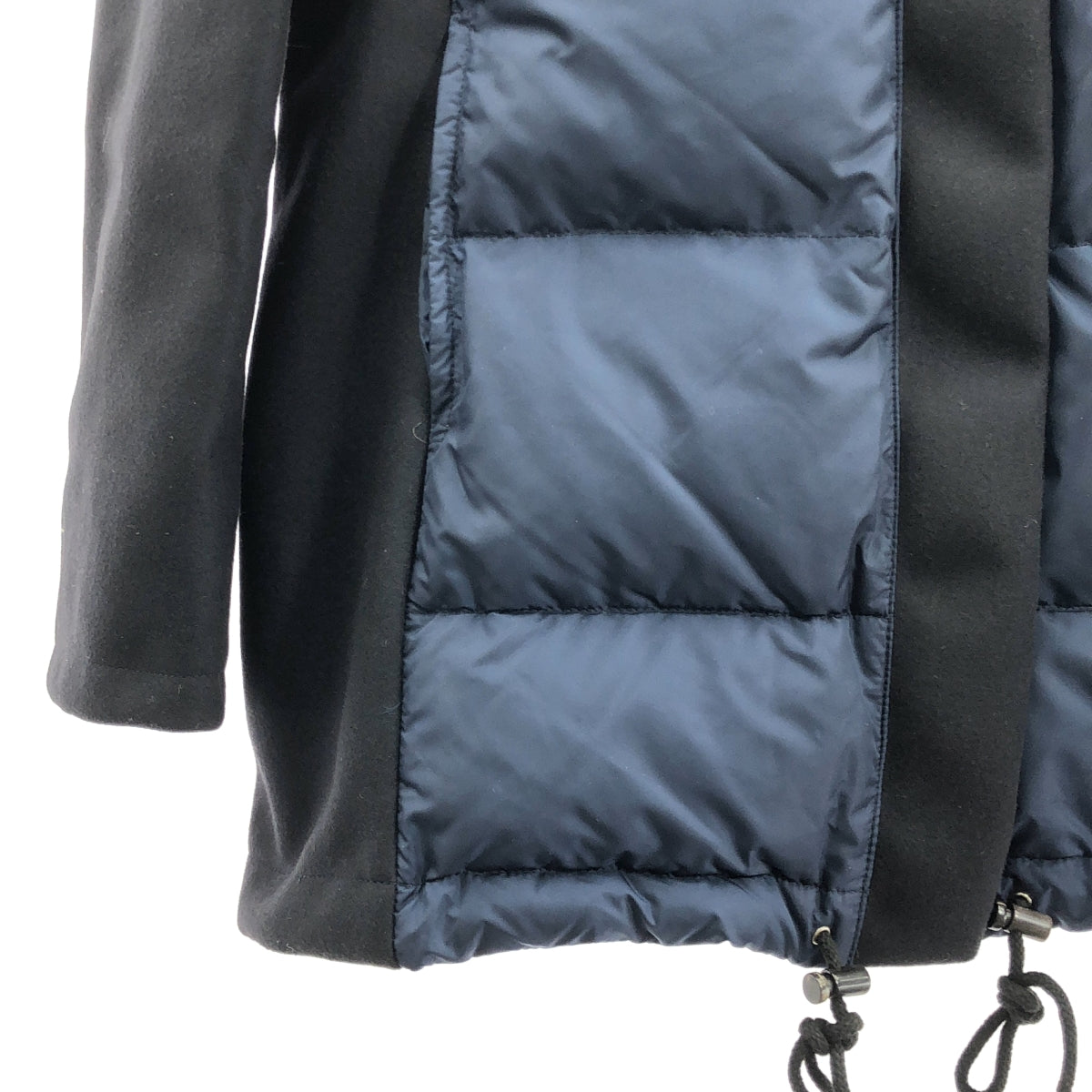 マルニ MARNI レザー切替 ウール混 フード ダウンコート ネイビー マルニ MARNI レザー切替 ウール混 フード ダウンコート ネイビー