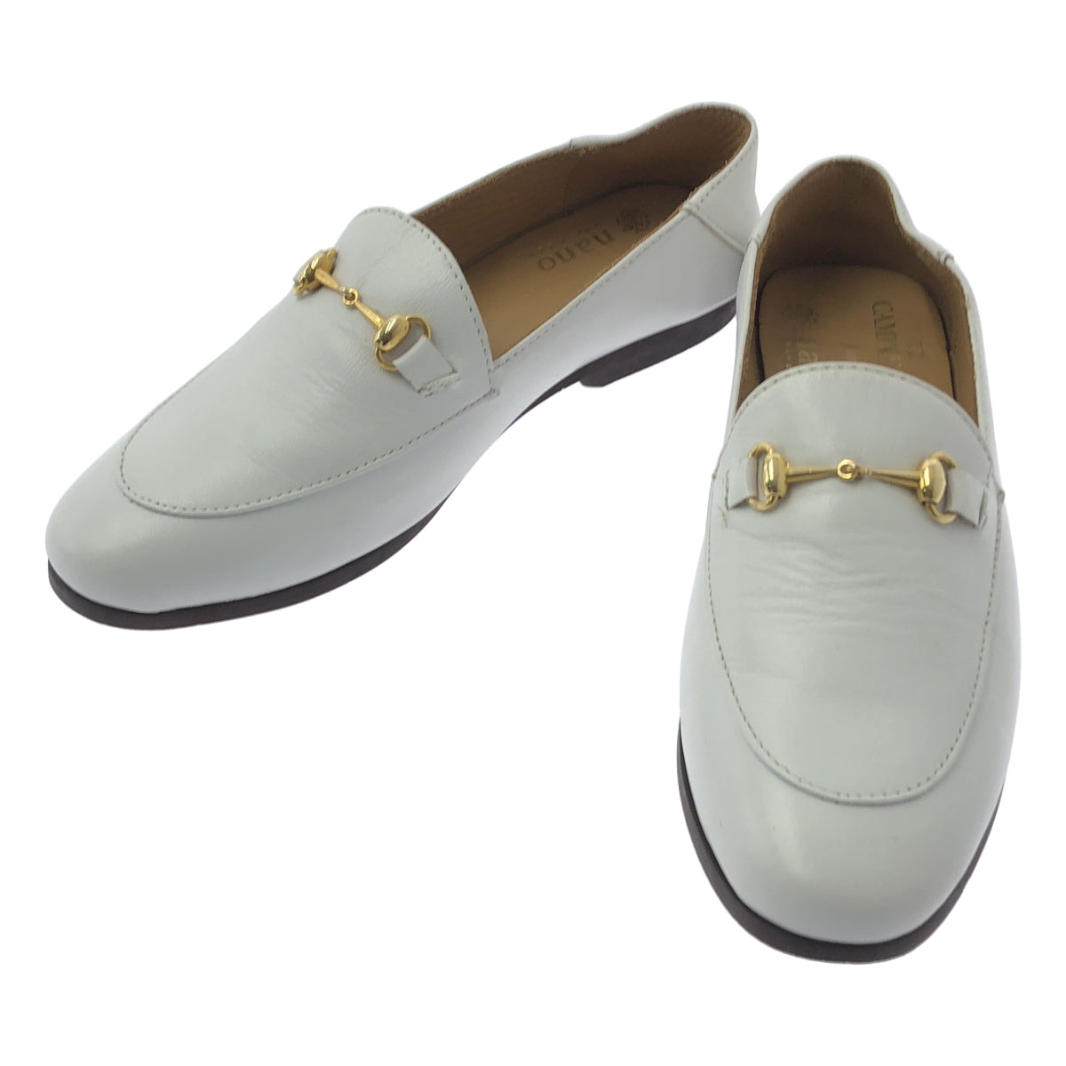 【成色極佳】CAMINANDO | x nano universe 聯名款獨家真皮馬銜扣樂福鞋 | 6碼 | 白色 | 女款