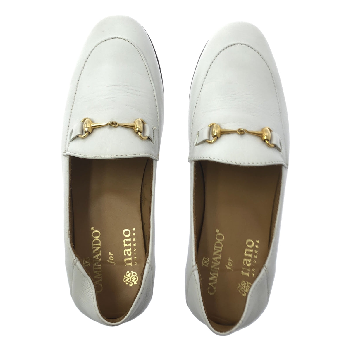【成色極佳】CAMINANDO | x nano universe 聯名款獨家真皮馬銜扣樂福鞋 | 6碼 | 白色 | 女款