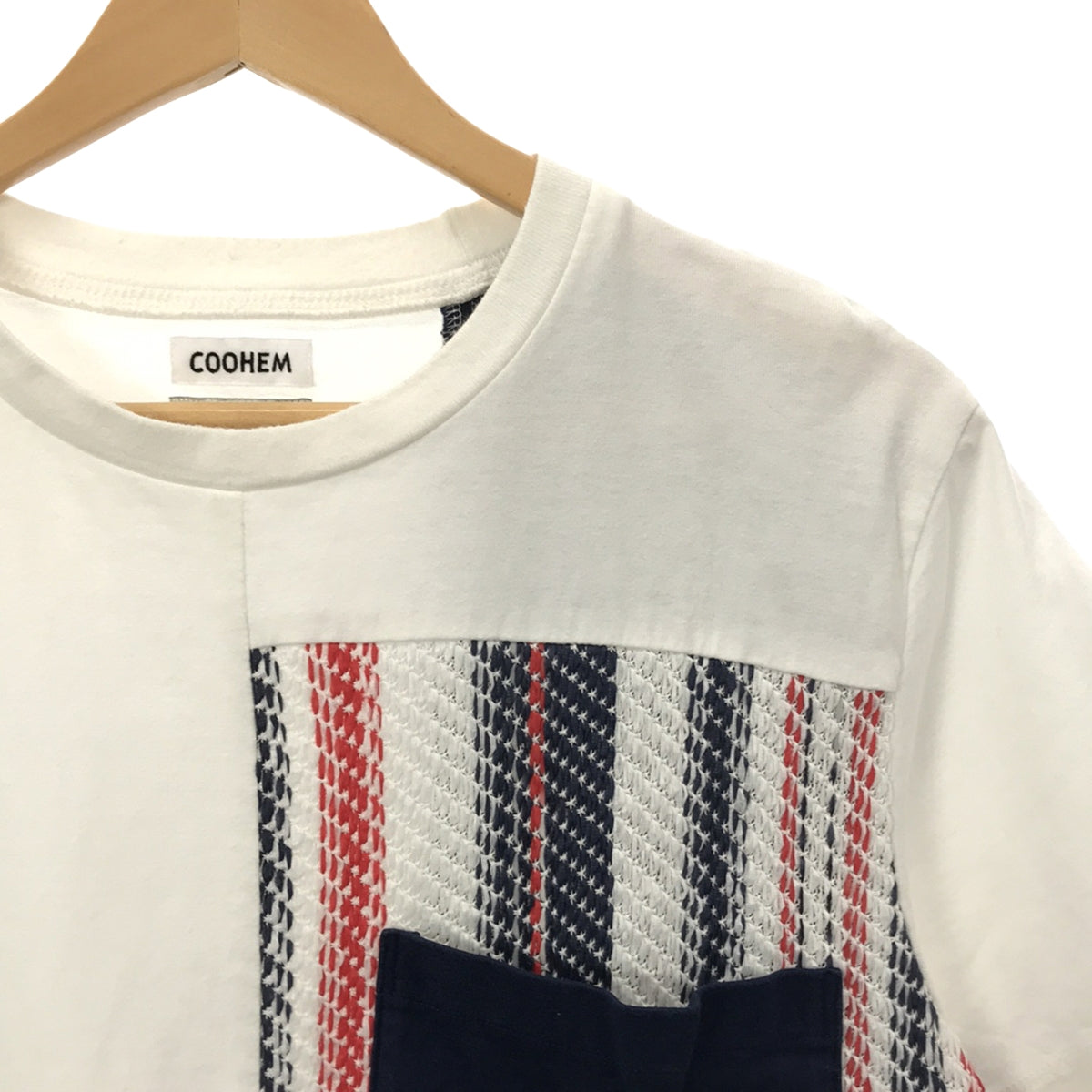 Coohem / コーヘン | SUMMER STRIPE TWEED T-SHIRT ニット切替 ポケットTシャツ | M | ホワイト | メンズ