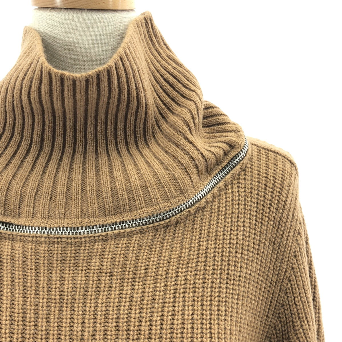 sacai / 사카이 | 2023AW | high neck zip knit / 지퍼 하이넥 니트 스웨터 | 1 | 브라운 | 여성