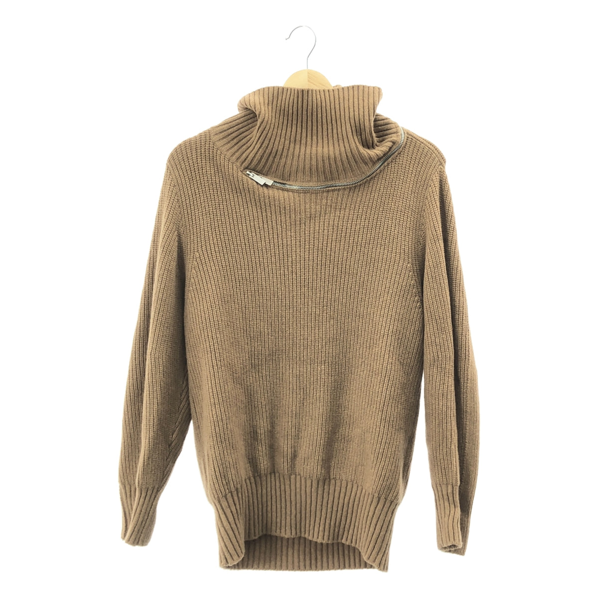 sacai / 사카이 | 2023AW | high neck zip knit / 지퍼 하이넥 니트 스웨터 | 1 | 브라운 | 여성