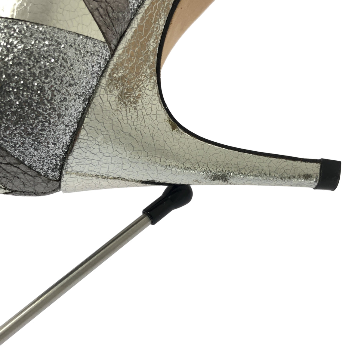 【미품】 sergio rossi / 세르지오로시 | sr1 포인티드 투 메탈릭 패치워크 플레이트 펌프스 | 36.5 | 실버 |