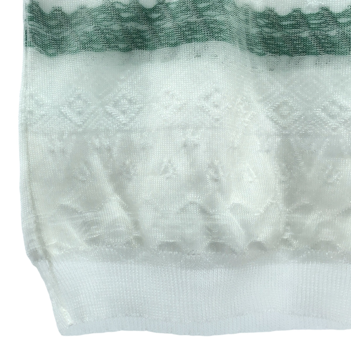 【美品】  Mame Kurogouchi / マメクロゴウチ | 2020SS | Cocoon Layered Knit Tops  レイヤードニットカットソー | 2 | ホワイト×グリーン | レディース