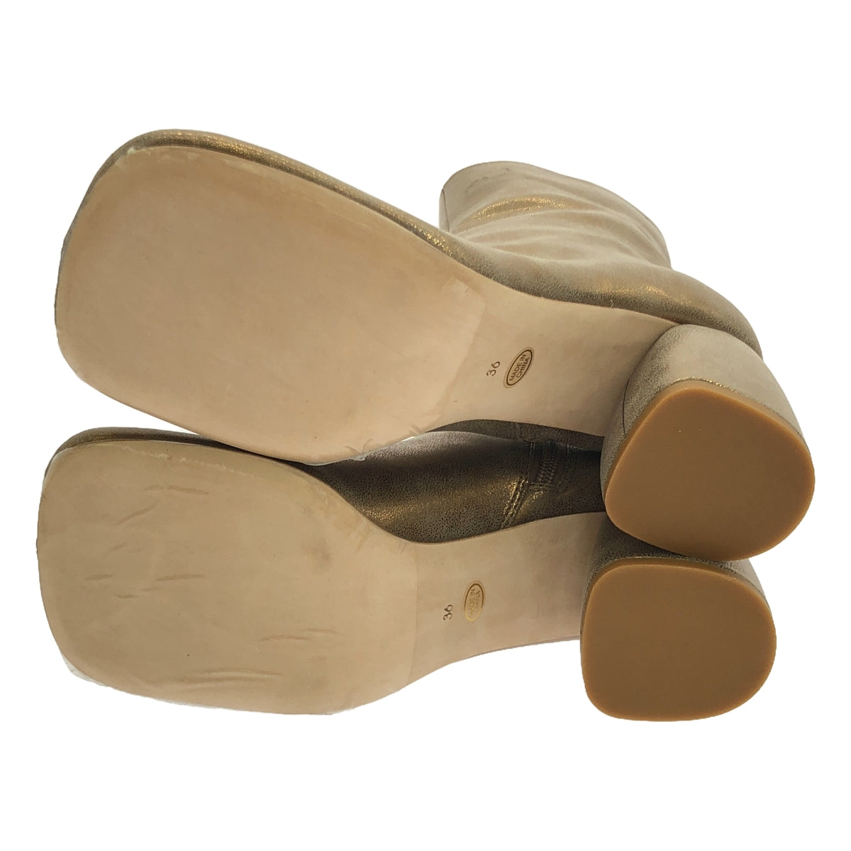 [全新] TODAYFUL |方形短靴 |尺寸 36 |黃金 |女性的