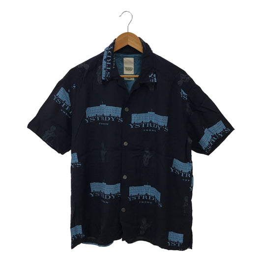 YSTRDY'S TMRRW / Yesterday's Tomorrow | Rayon graphic print open collar short sleeve shirt | L | Navy | Men's