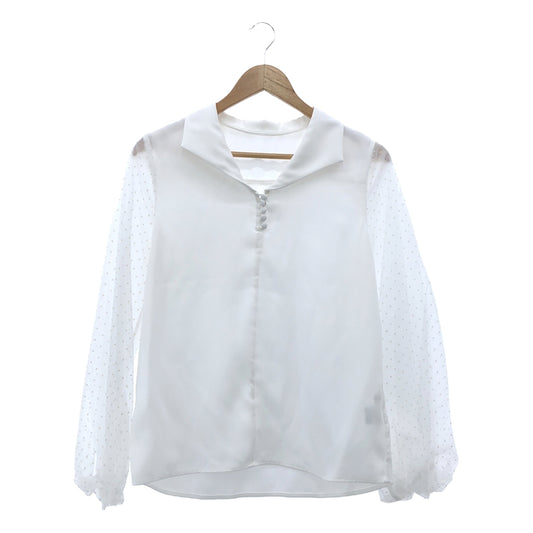 [Good Condition] JENNE | 2022SS | Dot Tulle Sleeve Blouse | L | White | Women's