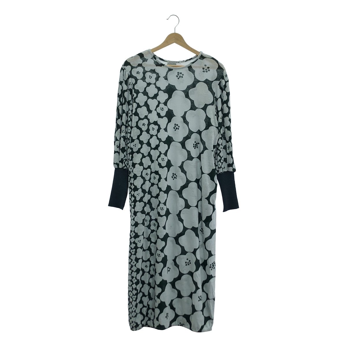 [品相良好] mina perhonen | 2024SS | hanaco / 剪裁和縫製連身裙，花卉印花，連身裙 | 38 | 綠色 | 女款