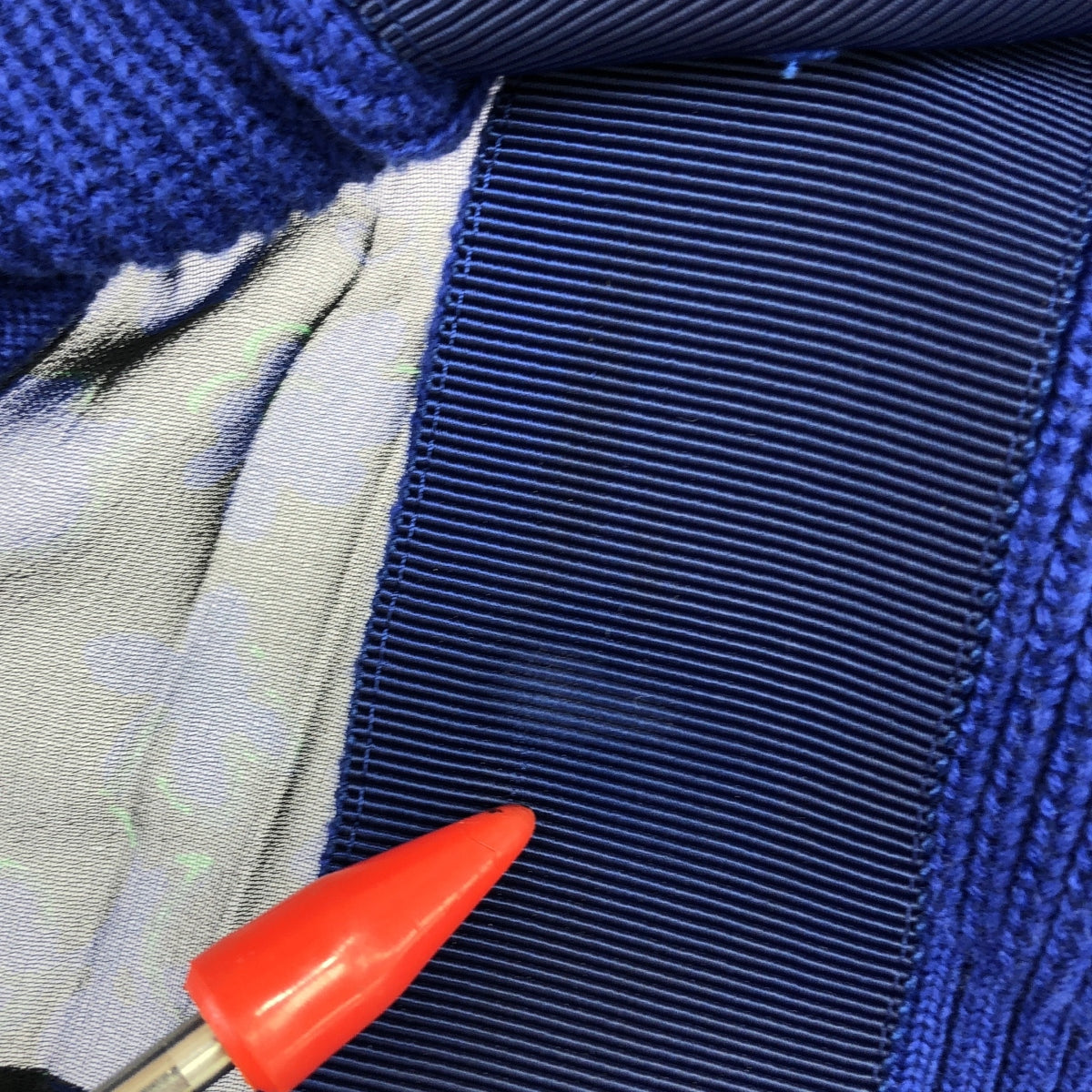 sacai / サカイ | 2016 | バックプリーツ 総柄 Vネックカーディガン | 2 | ブルー/ブラック | レディース