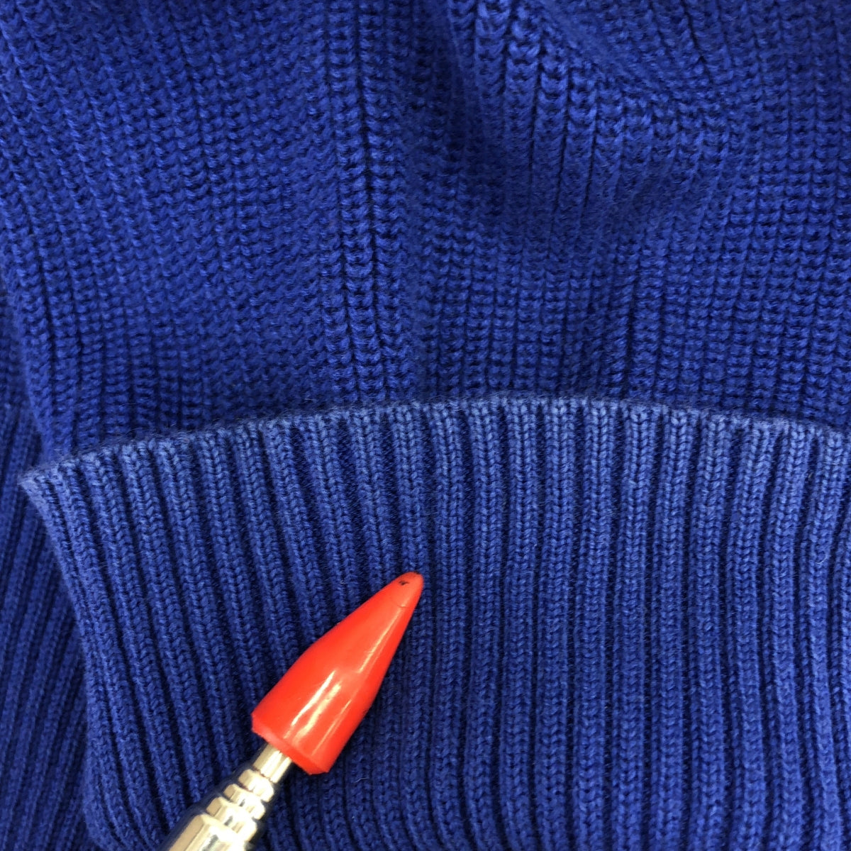 sacai / サカイ | 2016 | バックプリーツ 総柄 Vネックカーディガン | 2 | ブルー/ブラック | レディース