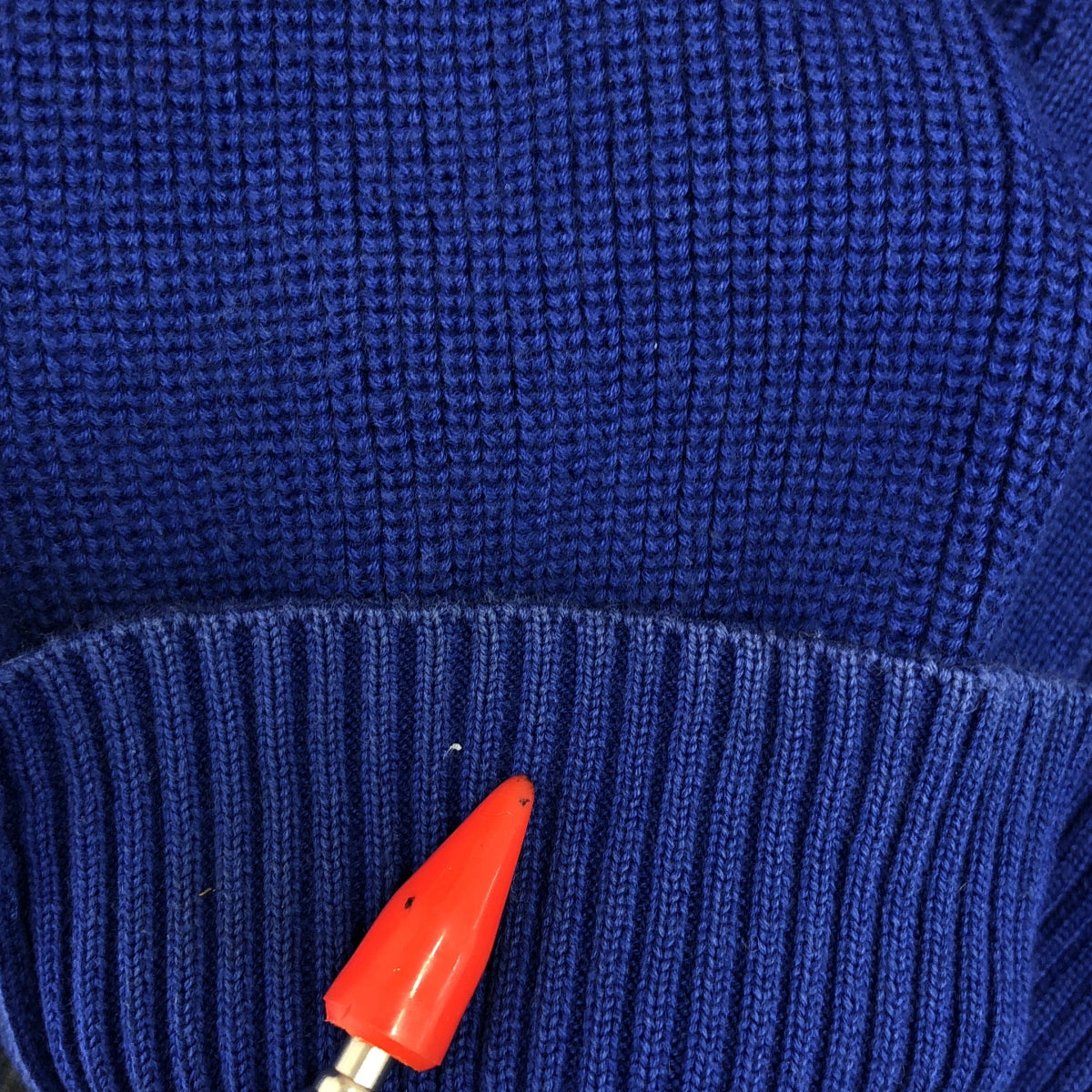 sacai / サカイ | 2016 | バックプリーツ 総柄 Vネックカーディガン | 2 | ブルー/ブラック | レディース