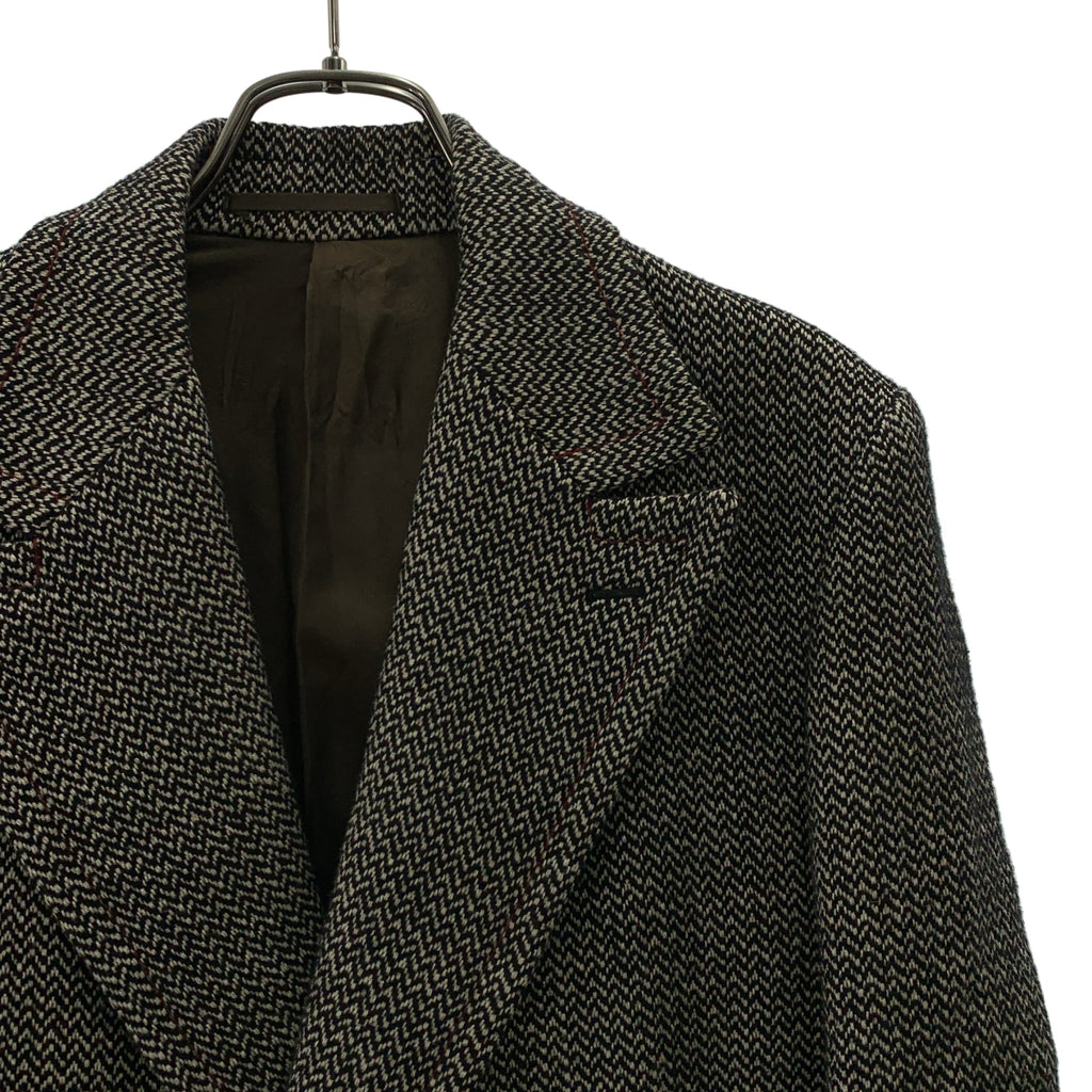 kolor / カラー | リネン ウール カシミヤ ツイード ダブル チェスターコート | 1 | ブラック系 | メンズ